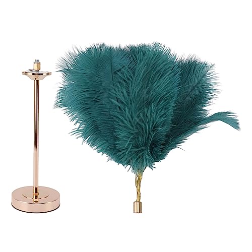 Veertafellamp 30PCS USB Oplaadbare Light Touch Control Bureaulamp met ingebouwde Batterij Natuurlijke Struisvogel Veren 3 Kleuren Licht schakelen en oneindig dimmen (Donkergroen) 4