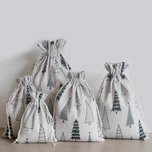 25 stuks jute zakjes, 15 x 20 cm, katoenen zakjes met trekkoord, adventskalender om te vullen, groot, vulbare cadeauzakjes en zakjes voor Kerstmis (15 x 20 cm)