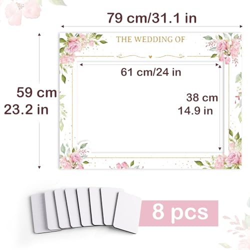 Foto Box bruiloft accessoires - 80 x 60 cm Bloemen foto frame - Foto Props Bruiloft - Foto Booth Props voor bruiloft decoratie