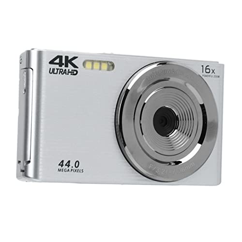 16x Digitale Zoom Camera 2,8-inch Scherm 4k 44MP Shock Camcorders Digitale Camera, Mini Camera met 2,8-inch Scherm 16x Digitale Zoom, Vjianger 4k Vloggen (Zilver)