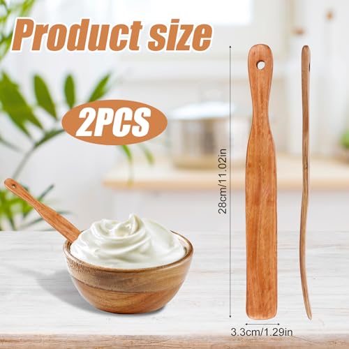 2 st Houten Spatula, 28x3.2cm Sourdough Spatula met hanggaten Houten kookgerei Stirer Stick Keuken Menggereedschap voor Zuurdeeg en Fermentatie