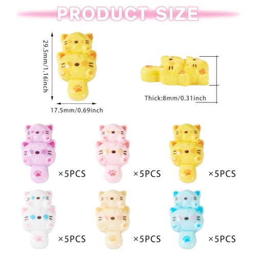 30 stuks Cat Cabochons Assorted Color Kitten Pet Cabochons 29,5mm Flatback Animal Opaque Resin Embellishment Voor Scrapbooking sieraden telefoon geval Haarspeld Vrouwen accessoire ambacht 5