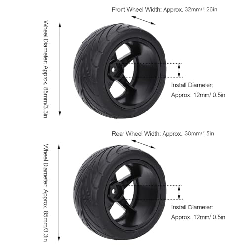 4Pcs 1/10 RC Car Wide Banden, 85mm/3.35in Universele Band Strong Grip RC Accessory Modification Part Replacement, Easy Installation (BLACK)