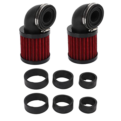 2Scs Motorfiets Air Filter 90 Degree Buig luchtfilter 28 tot 48mm Universeel voor 50cc 70cc 90cc 125cc Moped Scooter ATV Vuilnisfiets (zwartrood)