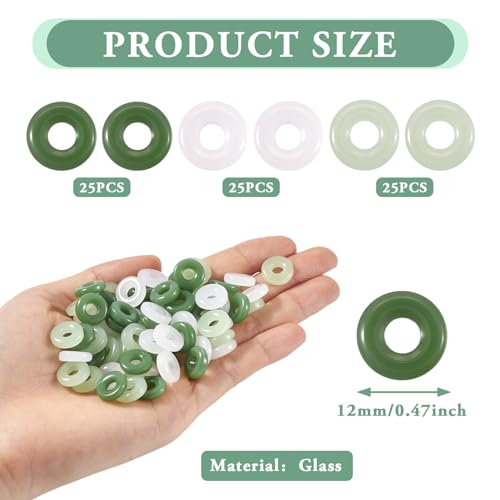 75Stuks 3 Kleuren 12mm Glazen Ring Charm kralen voor DIY Sieraden maken 4