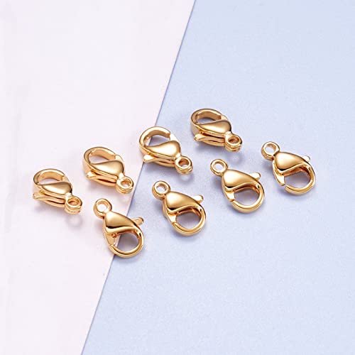 100 st Gold Plated Lobster Claw Clasps 9x6mm 304 Stainless Steel Trigger gebogen bevestigingsmiddelen Haak gesp Connector voor armband ketting sieraden maken 4