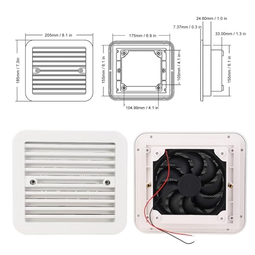 Uitlaatventilator RV, 205x185mm 12V zijventilatie enkele weg 3.6W zijventilatieventilator voor Caravan 4