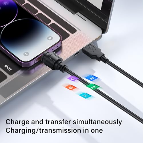 USB2.0 naar USB C Kabel USB C Man naar USB A 2.0 Man Tweeweg Transmissie Oplaadadapter met Threaded Vaste, 30cm/11.8in 3