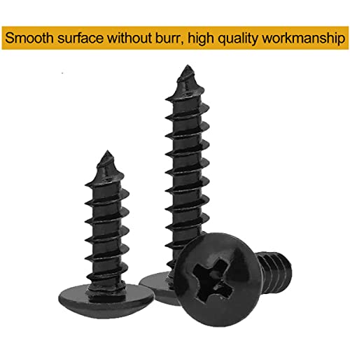 Verpakking van 50 Phillips Hoofd Schroeven M4 x 20mm Zelftappende Schroeven Ronde Hoofd Zwarte Paddestoel Hoofd Zelftappende Schroeven Kruis Groove Volledige Thread voor Plastic Hout Zachte Metaal 3