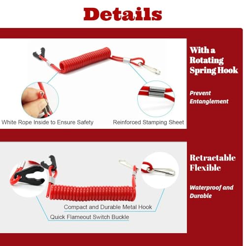 2 st. Noodstop, motorschakelaar Belangrijkste band bevestiging riem Boot Buitenboord Motor ontsteking 5