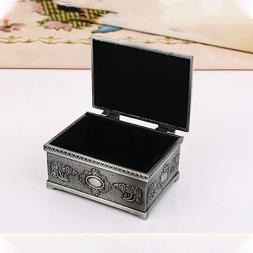 Vintage rechthoekige Metalen sieraden doos, kleine sieraden opslagdoos, geschikt voor ringen, oorbellen, ketting, Treasure Chest opslagdoos, antieke sieraden memorial geschenkdoos voor meisjes en vrouwen 4