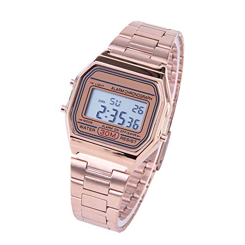 Oude digitale horloge, Vintage Rosa, B640Wc, Ceas Ladies, digitale armbanduhr digitale Led backlight elektronische roestvrij stalen band horloge Rec 5