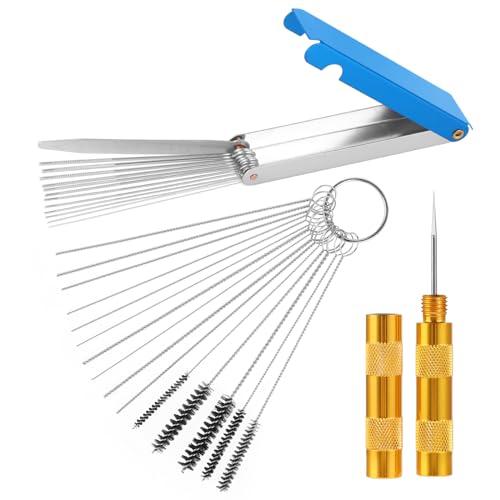 Torch Tip Cleaner, Carburator Cleaning Kit, Koolstof Dirt Jet Removal Cleaner 13Schone Threads 10Schoonende naalden 5Nylon Penselen 1 Pick Tool Throttle Body Cleaner Tool Las Tip