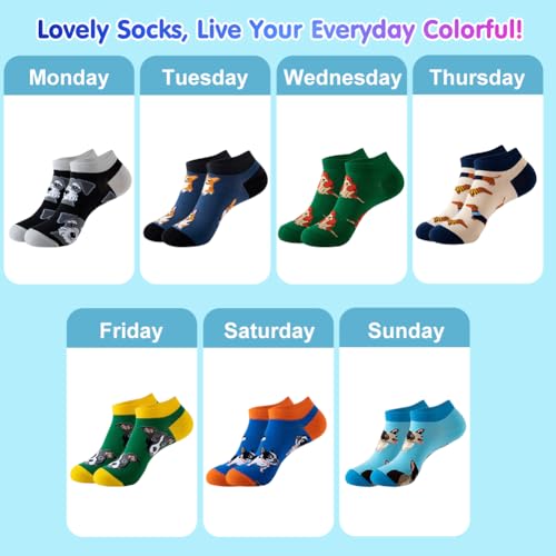 Vrouwen Sokken Katoen 7 paar Wekelijkse Grappige Sokken met Honden Motief Comfortabele Katoenen Sokken voor Vrouwen, Maat 39-42, Multiverpakking, Multi-Kleur., Meerkleurig., 39-42