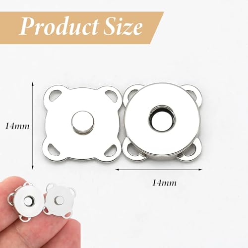 Magnetische sluiting 12 stuks Zilveren magnetische knoppen voor het naaien, 14 mm Plum magnetische knoppen, duurzame magnetische knoppen voor DIY naaien ambachten zakken Naaien ambachten kleding