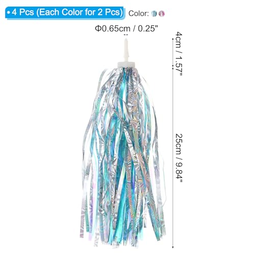 Bike Streamers, 2 Set kleurrijke Scooter Handlebar Tassels Handgrepen Libbon Accessoires Decoraties voor meisjes fiets driewielers, zilver/rood wit blauw