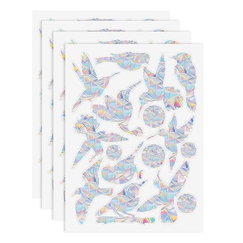 4 Sheets/64pcs Stickers om te voorkomen dat vogelcrash op Windows, Static Adhesion Anti-Collision Stickers om vogelaanvaring te voorkomen voor thuis balkon kantoor en glazen deuren