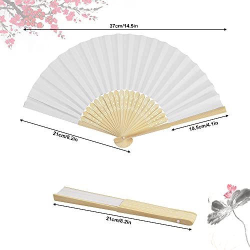 Verpakking van 20 Witte Ventilatoren voor Bruiloft Hand Ventilator DIY Papier Fans met Bamboo voor bruiloft, Verjaardag, Afstudeerbal, Zomerfeest
