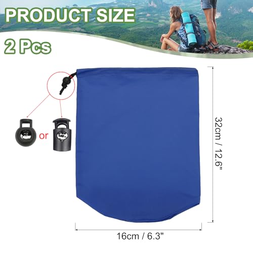Stuff Sack, 2 stuks 15,5x33cm Waterdichte Outdoor Opbergzak Draagbaar Koordstof Flap Bag Lichtgewicht slaapzak voor Camping Wandelreizen, Marine Blauw