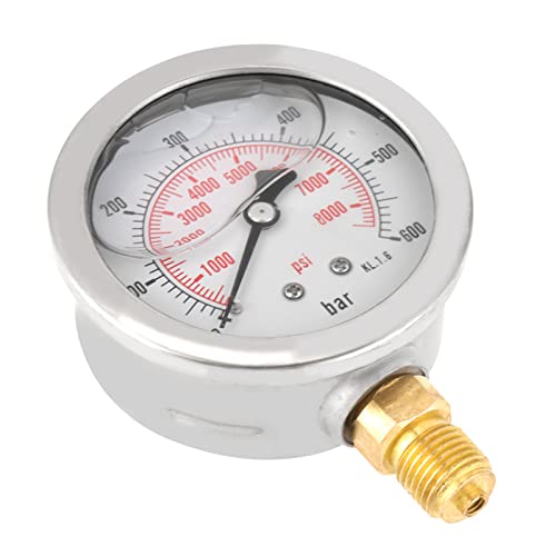 Hydraulische drukmeter met 63 Mm wijzerplaat, 0-600 Bar / 0-8500 Psi, metalen behuizing, duidelijke aantal merken, draagbaar meetinstrument met G 1/4 draad, Mini-grootte 5