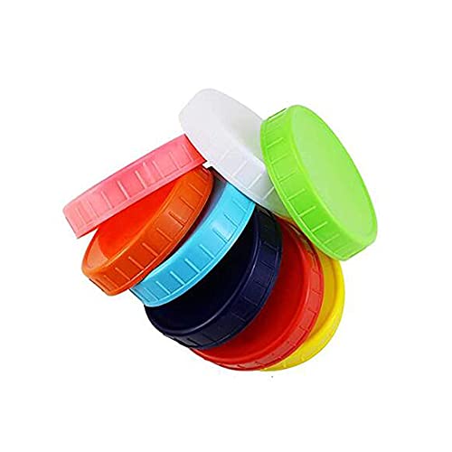 Sea 8 Pack brede mond Mason Jar Lids voor bal, Kerr en meer, Food Grade gekleurde plastic opslagcaps voor Mason en Canning Jars, Leak-proof en Krasbestendig oppervlak 3