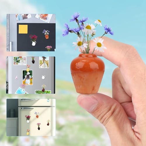 8 st. Mini keramische vaas magneten voor koelkast, schattig glas Mini Magnetisch Vazen Grappig Kleine 3D-plant vaas bloemen vazen als decoratie voor thuis kantoor Keuken Koelkast Lockers 5