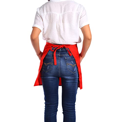 Waist apron, halve lengte korte apron unisex Bow Type met zakken voor bar serveerster