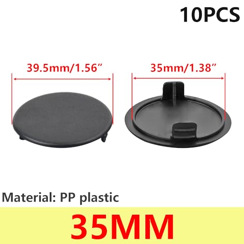 Plastic hoes, 35 mm, zwarte schroefgatcaps, gathoes voor kasten, meubels, verpakking van 10