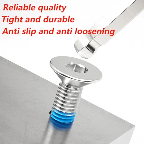 Verpakking van 20 verzonken schroeven M5 x 12 mm met zeshoekige stopcontact standaard DIN 7991, kleine schroefjes met schroefdraad met coating van Threadlock 4