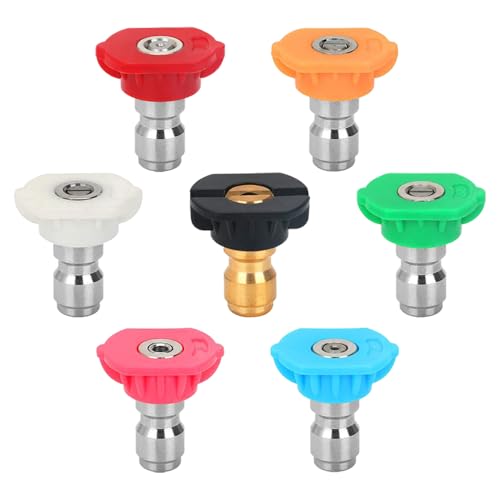 7 Stuks Druk Wasmachine Spray Head Tips, Quick Release Druk Nozzle Tips 1/4 Inch Jet Wash Nozzle Multiple Degree Connection Druk Washer Tips voor Car Garden Reiniging