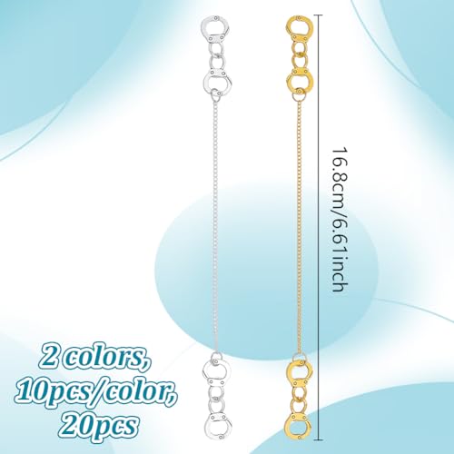 20st IJzeren Kettingen voor Hangende Jassen, 168mm Metal Kleding Loops, Hanger Ketting met Legering Kleding Hanger Ringen voor Decoratieve Kleding Accessoires, Platinum en Goud