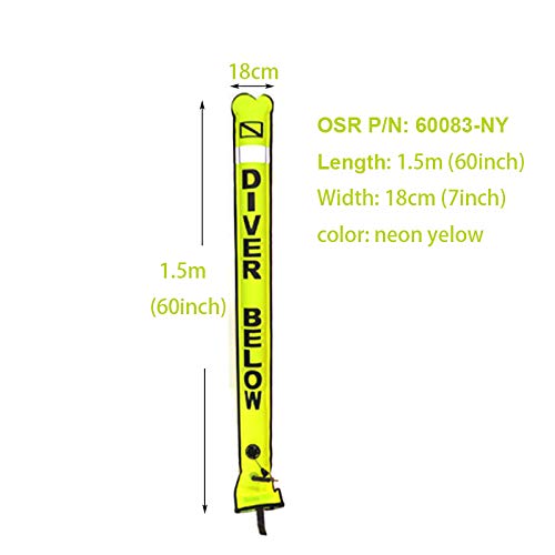 Hoge zichtbare oppervlaktemarkering Buoy duiken veiligheid onder water Opblaasbare float worst duiker onder signaal buis met reflecterende tape & duik vlag (1,5m* 15cm)