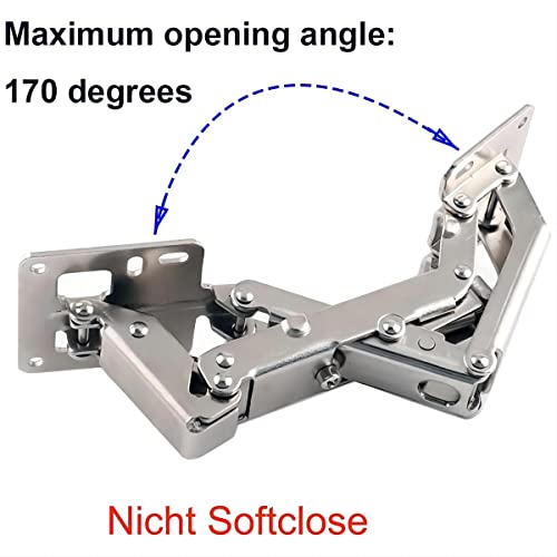 4 x schroef scharnieren met veer, openingshoek, 170 graden, voor keukenkast, deur scharnieren + 16 schroeven, grote hoek deur scharnieren, geen slot nodig 3