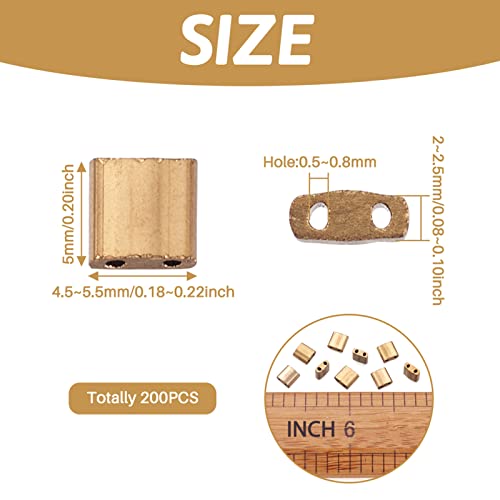 200st 2-Hole Galvanic Glazen Zaad Kralen Platte Tila Kralen Rechthoekige Spacer Kralen Goud Vergulde Carriage Kralen voor sieraden maken Multi-Strand Armbanden DIY 5