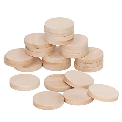 50Stuks Ronde houten munten, 1,2 Inch Onafgewerkt Houten munten Rondes Snijpen Takken voor ambachtelijke projecten, DIY ambachten, Ornamenten 4