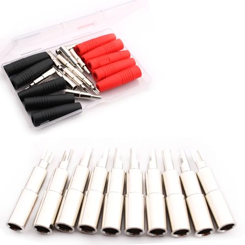 10st 4mm Banana Canister Geïsoleerde Jack Plug Banana Plug Solderen voor 4mm Mannelijke niet-geïsoleerde Banana Plug Rood + Zwart