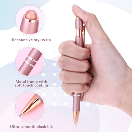 4 stukken balpen rose goud, balpen roze balpen hoge kwaliteit balpen mooie balpen met stylus tip rose goud 1mm zwarte inkt 3