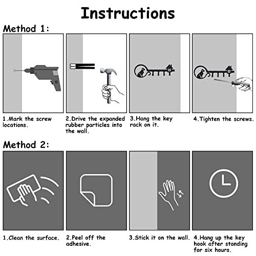 Muurmontage Sleutelhaken 4 haken duurzame hond thuis decoratieve sleutelhouder voor wand deur kamer keuken zwart 3