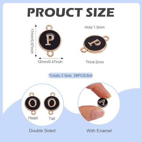 Enamel Letter Connector Charms Initial A-Z metalen letters ketting Charms Alfabet Clutch Hanger voor vriendschap armband sieraden maken 3