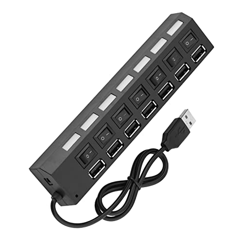 7 poort USB-hub, 450Mbps snelle transmissie, onafhankelijke switches voor PC, laptop, toetsenbord, geen conflictplug en afspelen gegevens synchroniseren hub splitter met bescherming op