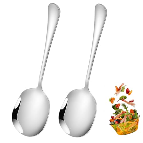 Roestvrij staal Serveerlepel, 2 stuks Serveerlepels Groot met lange handvaten Salade Rack Roestvrij stalen buffet Serveren Lepel Voorbereiding Bestek voor Banket Buffet Restaurant Huis, 25cm
