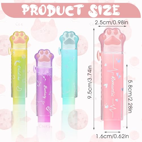 4 stuks Schuifbare wimpers, schattige kat Paws, Kawaii Intrekbare wimpers voor kinderen, schoolbenodigdheden en kantoor, Clean Wipe Wiser
