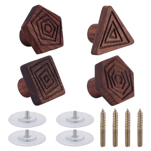 Verpakking van 4 houten wandhaken met geometrische vormen Houten wandhaken voor Bedroom Cupboards Entree Hallway Home Decor