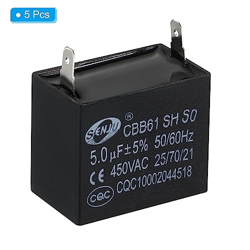 5 st CBB61 Plafond Ventilator 5uF 450V AC 50/60HZ Single Insert met 2 Pins voor Airconditioning Ventilator Motor Start Operation Capacitors 38x36x32m m 3
