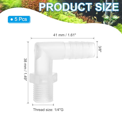 1/4" G x 3/8" Slang Barb Fitting L Elbow Fittings, 5S Plastic Barbed Wire Pipe Connector Joint Splicer Mender Adapter Unie voor gas brandstof vloeibare lucht