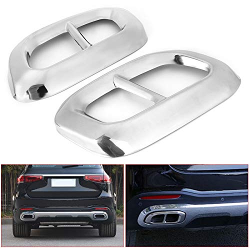 2Scs stalen uitlaatbuis Cover Trims Premium Pipe Uitlaatdelen Cover Rear Bumper Cilinder Decorate Cover voor Mercedes- GLC GLE GLS W167 X253 X167 2020, Zilver - Yuecoom 5