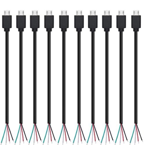 10 stuks Micro-USB Pigtail Kabel, USB Plug naar 4 Pin Blanco Kabel, 28 AWG, 2A, 4-Wire Extension Kabel met Open End