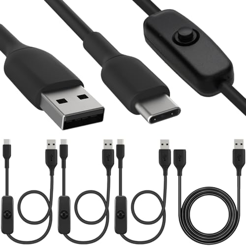 USB Oplaadkabel met Power Knop, USB C Plug naar USB Een Plug met Switch, met USB Plug naar Vrouwelijke Kabel (3PCS)