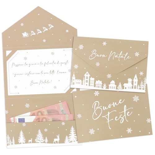 Kerstkaarten in het Italiaans met envelop, 11 x 16 cm, 2 stuks