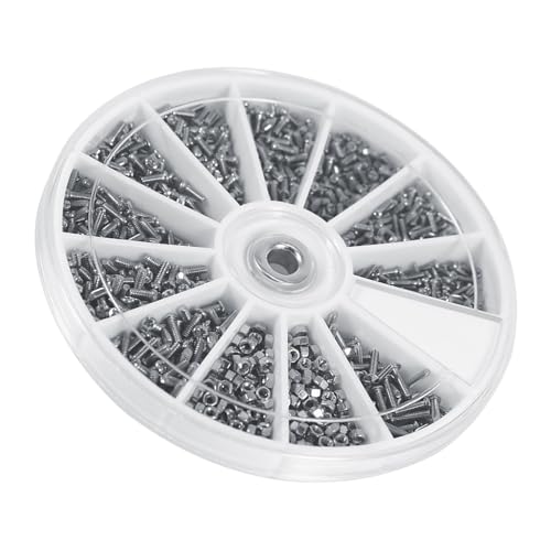 600st schroeven 12 soorten kleine schroeven met moeren assortiment sets voor horloges glazen of elektrische apparaten bevestigingen (maat M1,M1,2,M1,4,M1,6)